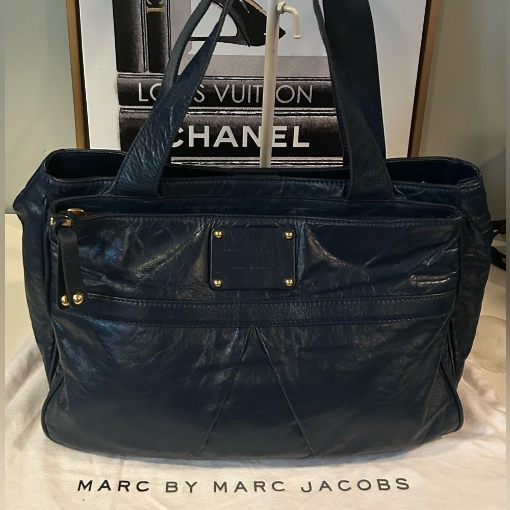 Marc Jacobs blue Leather Shoulder Bag structured Tote - Picture 12 of 12
